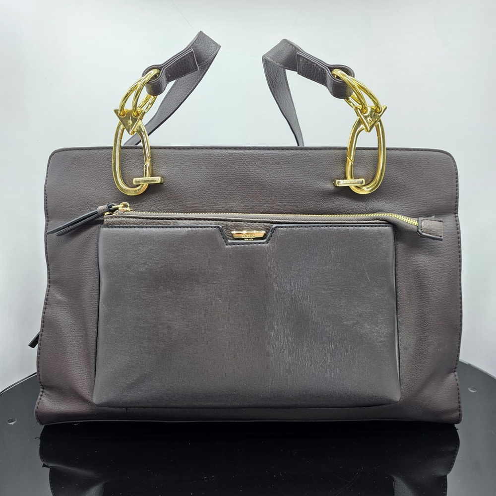 Workwear Tutilo New York Tote Bag Women Brown 17x11.5x5.5in Gold Hardware Office